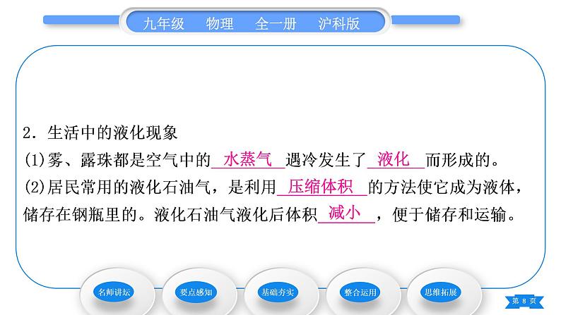 沪科版九年级物理第十二章温度与物态变化第三节汽化与液化第2课时液化习题课件08