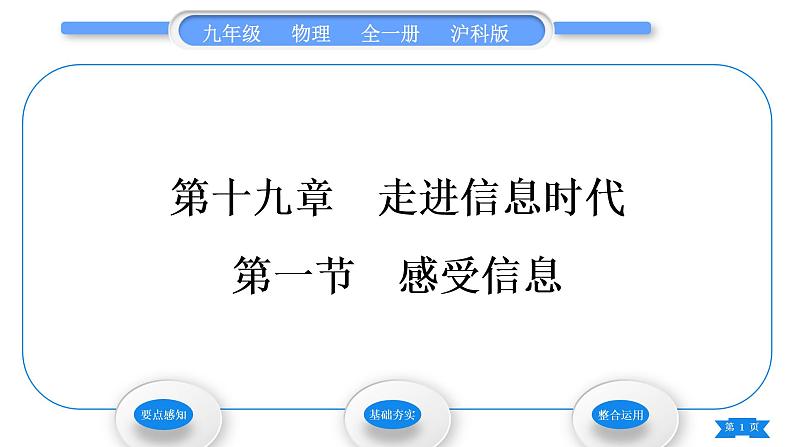 沪科版九年级物理第十九章走进信息时代第一节感受信息习题课件01