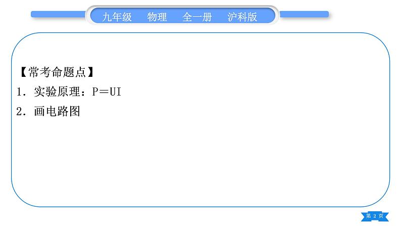 沪科版九年级物理第十六章电流做功与电功率实验专题习题课件第2页