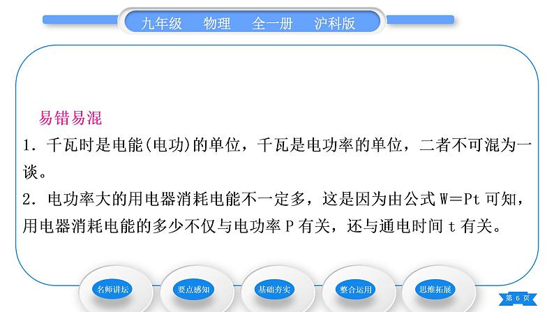 沪科版九年级物理第十六章电流做功与电功率第二节电流做功的快慢第1课时电功率习题课件06