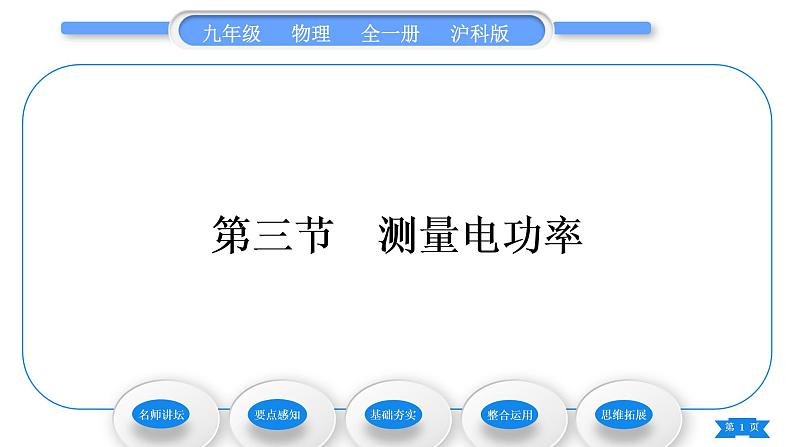 沪科版九年级物理第十六章电流做功与电功率第三节测量电功率习题课件第1页