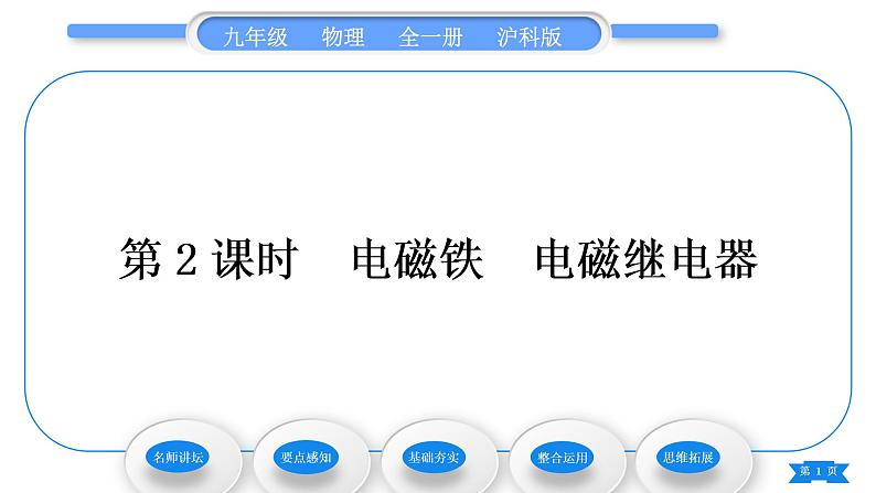 沪科版九年级物理第十七章从指南针到磁浮列车第二节电流的磁场第2课时电磁铁电磁继电器习题课件01