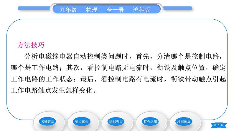 沪科版九年级物理第十七章从指南针到磁浮列车第二节电流的磁场第2课时电磁铁电磁继电器习题课件05