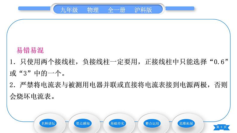 沪科版九年级物理第十四章了解电路第四节科学探究：串联和并联电路的电流第1课时电流和电流习题课件05