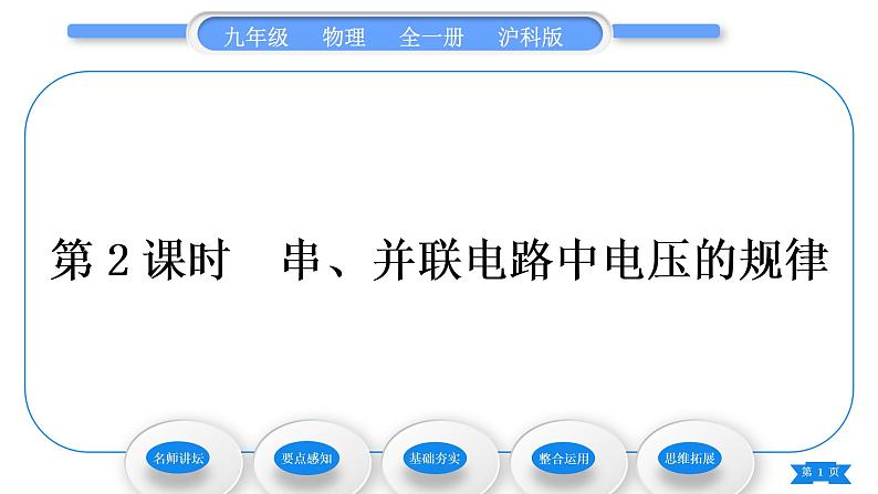 沪科版九年级物理第十四章了解电路第五节测量电压第2课时串、并联电路中电压的规律习题课件01