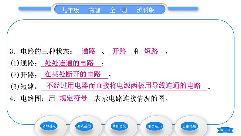 沪科版九年级物理第十四章了解电路第二节让电灯发光习题课件06