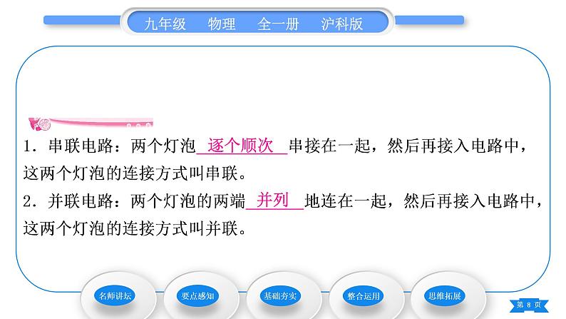 沪科版九年级物理第十四章了解电路第三节连接串联电路和并联电路习题课件08