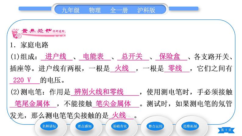 沪科版九年级物理第十五章探究电路第五节家庭用电习题课件07