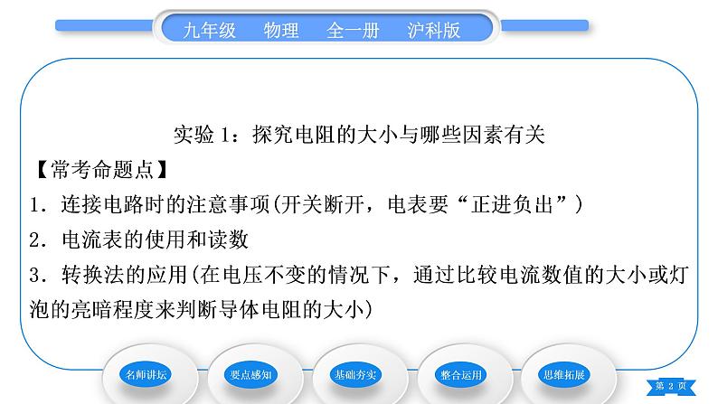 沪科版九年级物理第十五章探究电路实验专题习题课件第2页