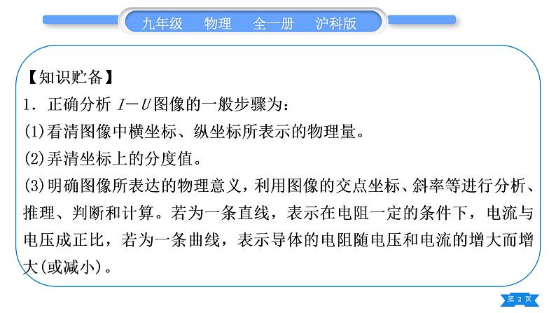 沪科版九年级物理第十五章探究电路专题八欧姆定律的图像问题习题课件第2页