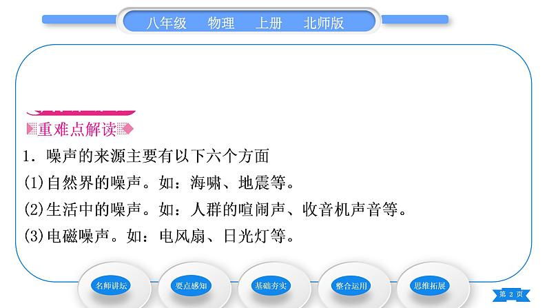 北师大版八年级物理上第四章声现象三、噪声与环保习题课件第2页