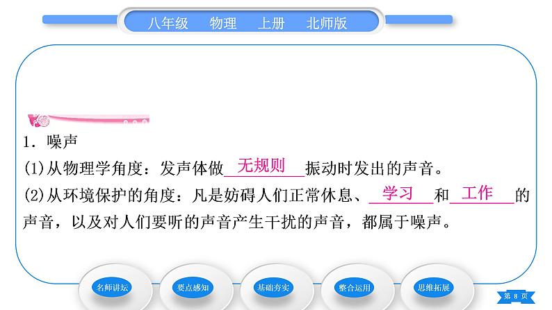 北师大版八年级物理上第四章声现象三、噪声与环保习题课件第8页