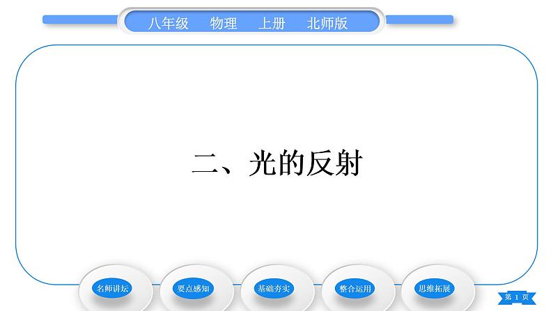 北师大版八年级物理上第五章光现象二、光的反射习题课件01