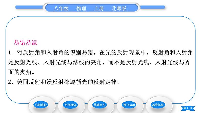 北师大版八年级物理上第五章光现象二、光的反射习题课件06