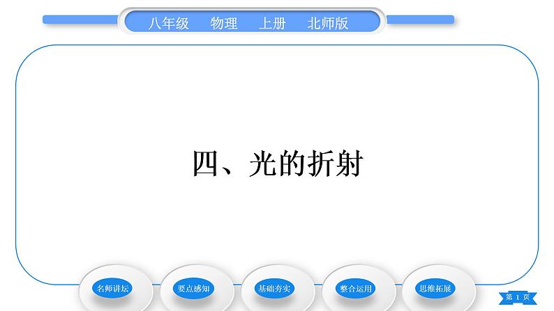 北师大版八年级物理上第五章光现象四、光的折射习题课件01