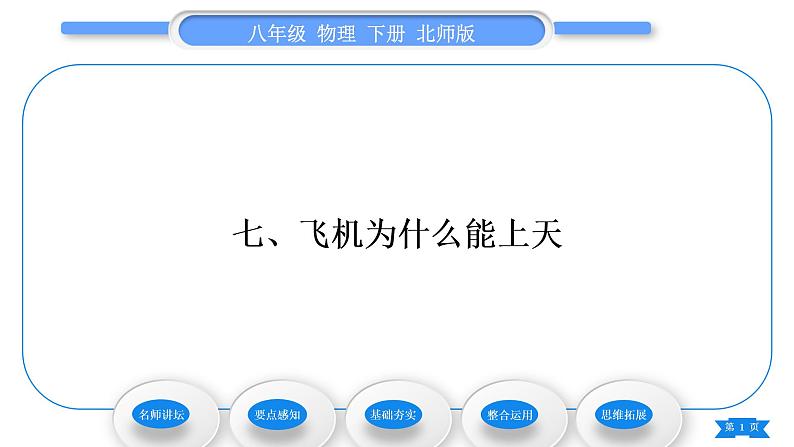 北师大版八年级物理下第八章压强与浮力七、飞机为什么能上天习题课件01