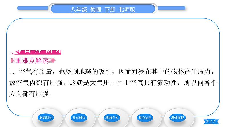 北师大版八年级物理下第八章压强与浮力四、大气压强习题课件02
