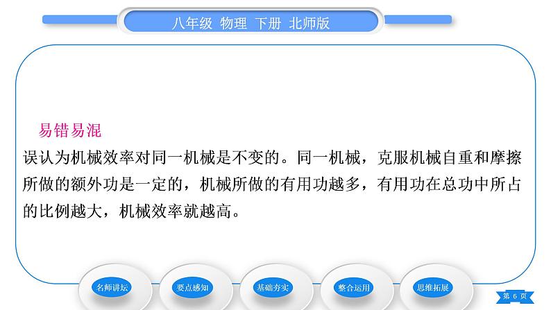 北师大版八年级物理下第九章机械和功六、测滑轮组的机械效率习题课件第6页