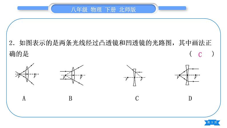 北师大版八年级物理下第六章常见的光学仪器复习与提升习题课件第3页