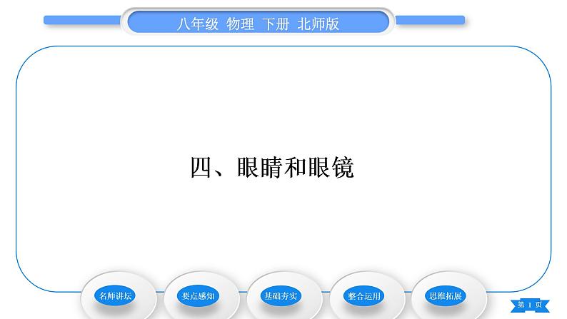 北师大版八年级物理下第六章常见的光学仪器四、眼睛和眼镜习题课件01