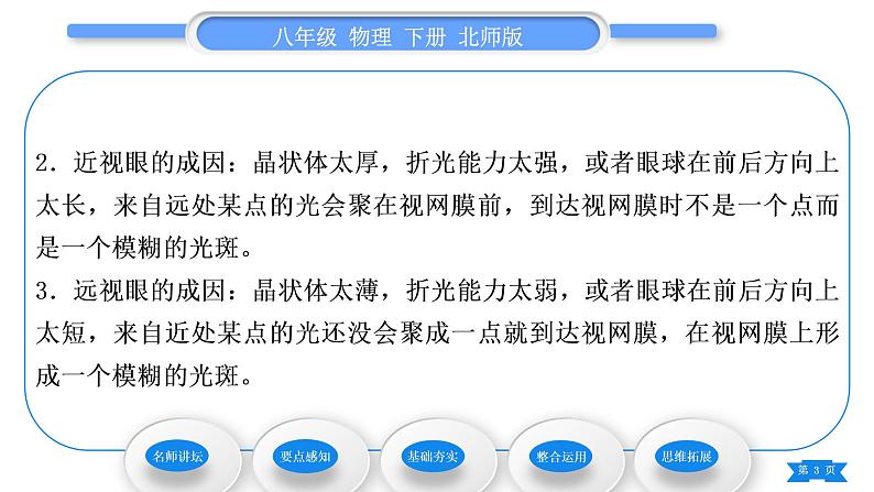 北师大版八年级物理下第六章常见的光学仪器四、眼睛和眼镜习题课件03