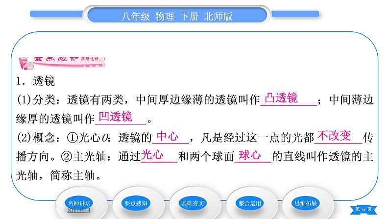 北师大版八年级物理下第六章常见的光学仪器一、透镜习题课件06