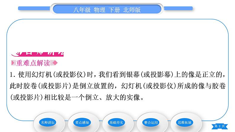 北师大版八年级物理下第六章常见的光学仪器三、生活中的透镜习题课件02