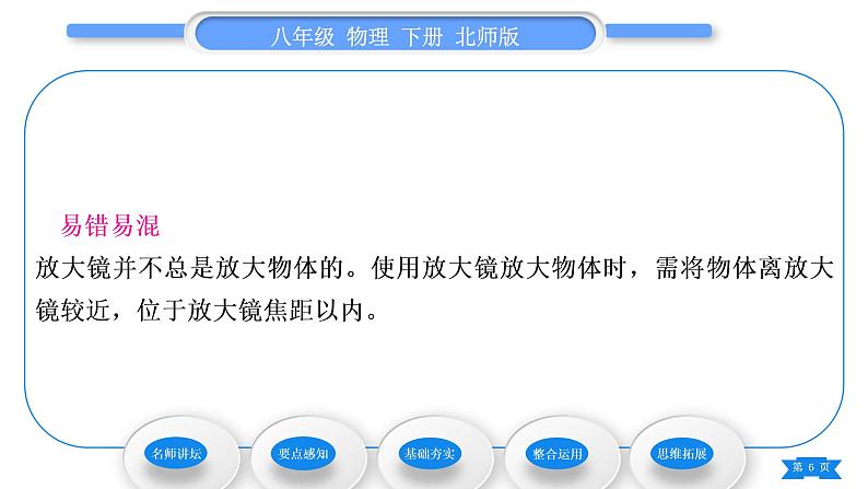 北师大版八年级物理下第六章常见的光学仪器三、生活中的透镜习题课件06