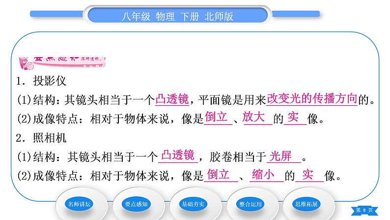 北师大版八年级物理下第六章常见的光学仪器三、生活中的透镜习题课件08