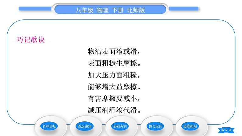 北师大版八年级物理下第七章运动和力六、学生实验：探究——摩擦力的大小与什么有关第2课时摩擦的利用与防止习题课件05