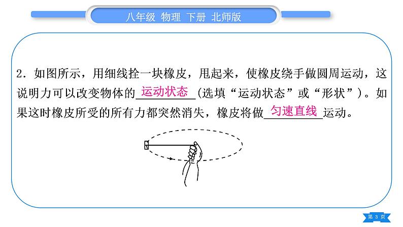 北师大版八年级物理下章节周周测五(第七章6～7节)习题课件第3页