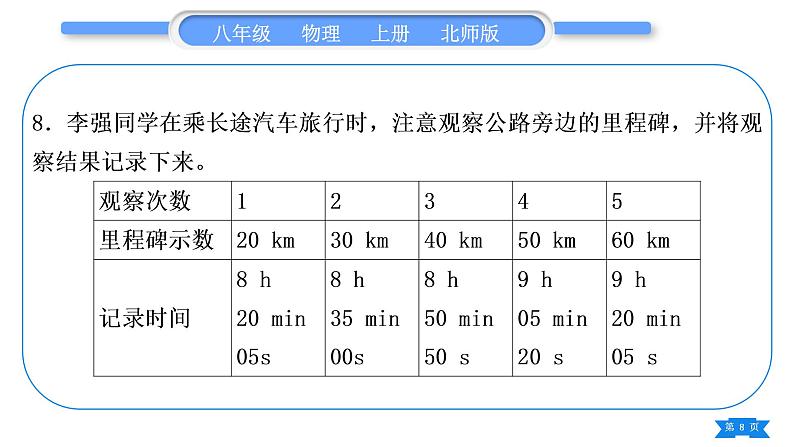 北师大版八年级物理上章节周周测七(3.3～3.4)习题课件08