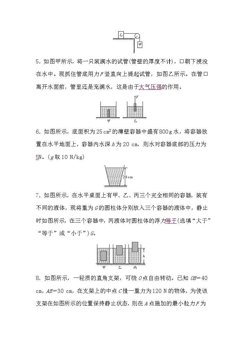 北师大版八年级物理下册期末检测题(二)(word版，含答案)第2页