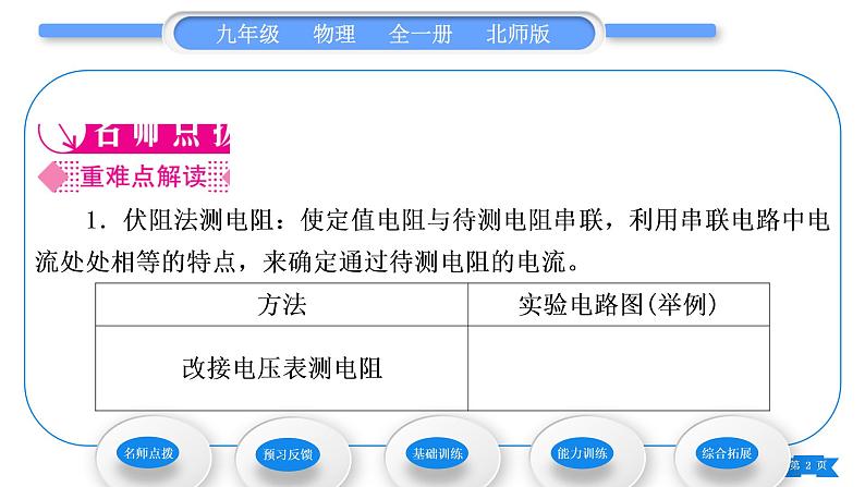 北师大版九年级物理第十二章欧姆定律第四节欧姆定律的应用习题课件02