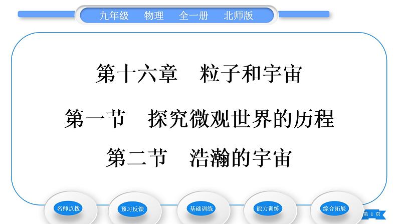 北师大版九年级物理第十六章粒子和宇宙第一节探索微观世界的历程第二节浩瀚的宇宙习题课件01