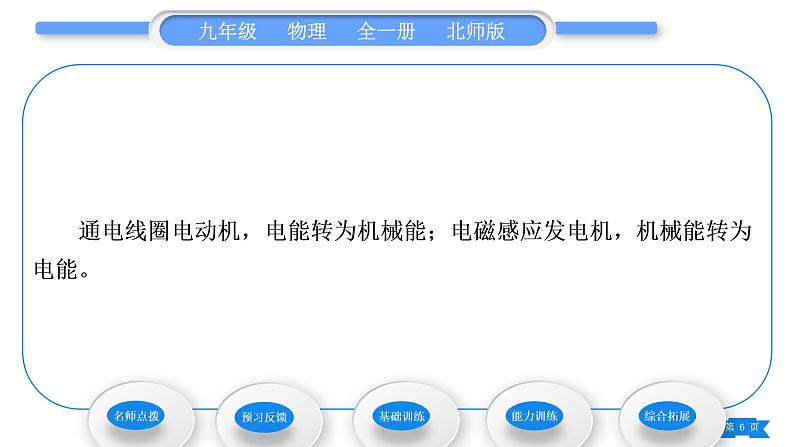 北师大版九年级物理第十四章磁现象第七节学生实验：探究——产生感应电流的条件习题课件06