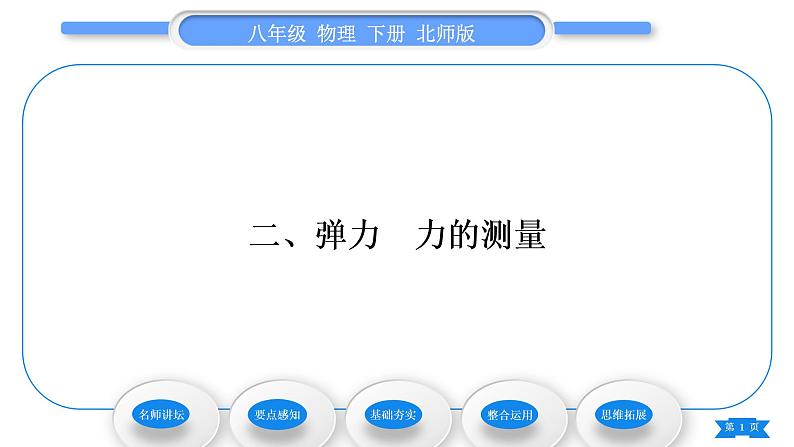 北师大版八年级物理下第七章运动和力二、弹力力的测量习题课件01