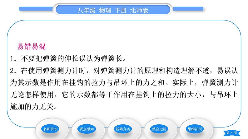 北师大版八年级物理下第七章运动和力二、弹力力的测量习题课件04