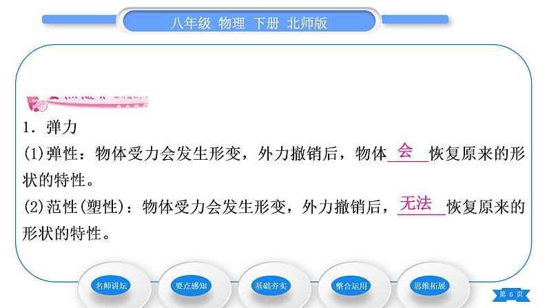 北师大版八年级物理下第七章运动和力二、弹力力的测量习题课件06