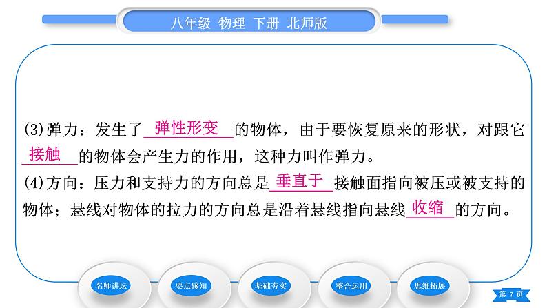 北师大版八年级物理下第七章运动和力二、弹力力的测量习题课件07