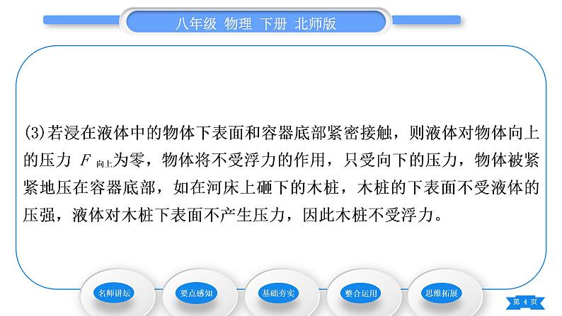 北师大版八年级物理下第八章压强与浮力五、学生实验：探究——影响浮力大小的因素第1课时浮力习题课件04