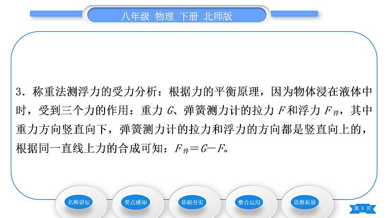 北师大版八年级物理下第八章压强与浮力五、学生实验：探究——影响浮力大小的因素第1课时浮力习题课件05