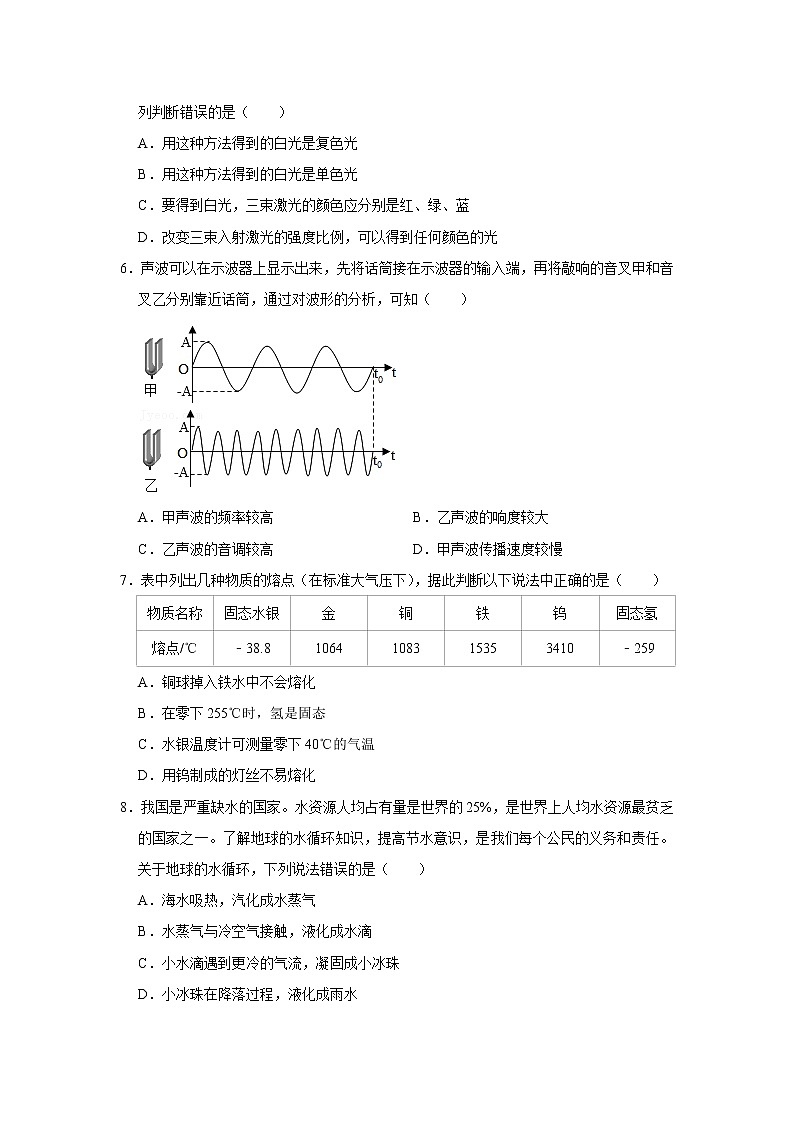 陕西省西安市西咸新区沣东新城第六中学2022-2023学年八年级上学期期中物理试卷(含答案)第2页