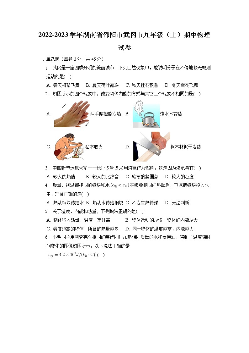 湖南省邵阳市武冈市2022-2023学年九年级上学期期中物理试卷第1页