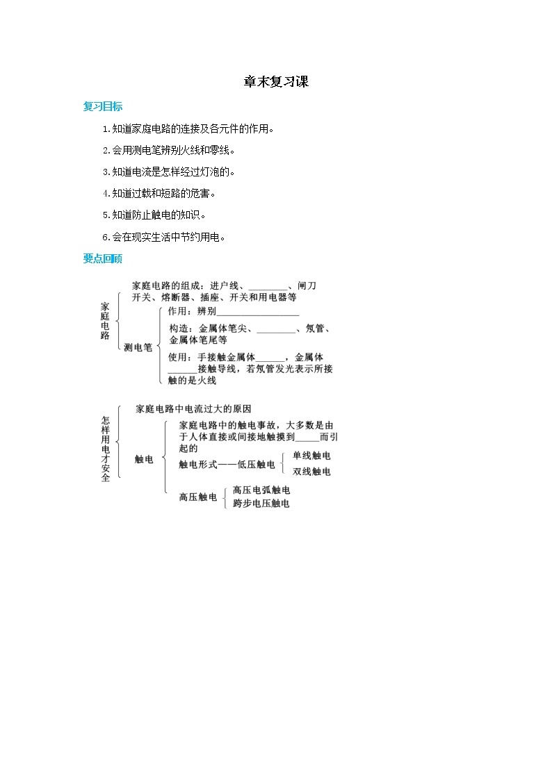 18《家庭电路与安全用电》章末复习课（课件PPT+教案）01