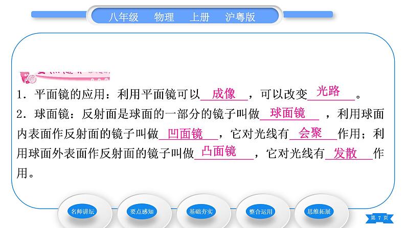 粤沪版八年级物理上第三章光和眼睛3.3探究平面镜成像特点第2课时平面镜的应用　各种面镜习题课件07