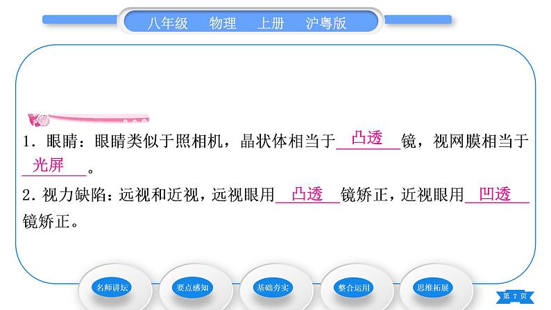 粤沪版八年级物理上第三章光和眼睛3.7眼睛与光学仪器第1课时眼睛习题课件07