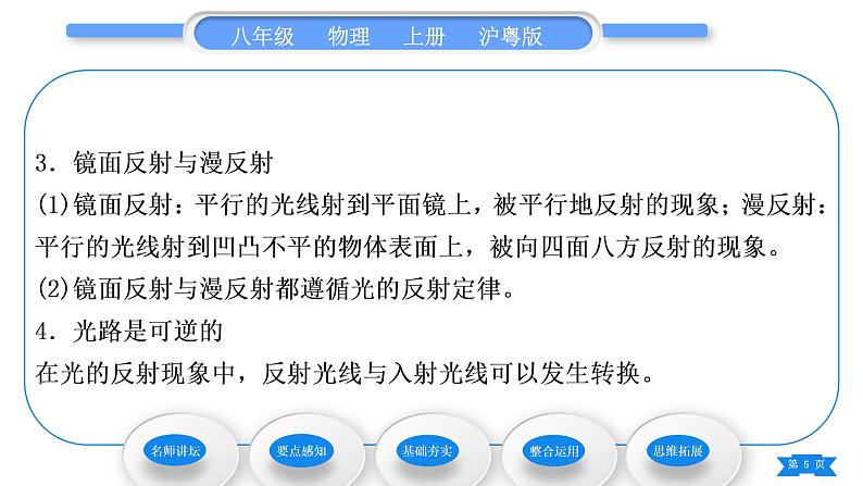 粤沪版八年级物理上第三章光和眼睛3.2探究光的反射规律习题课件05