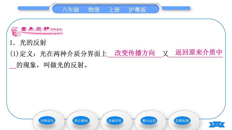 粤沪版八年级物理上第三章光和眼睛3.2探究光的反射规律习题课件07