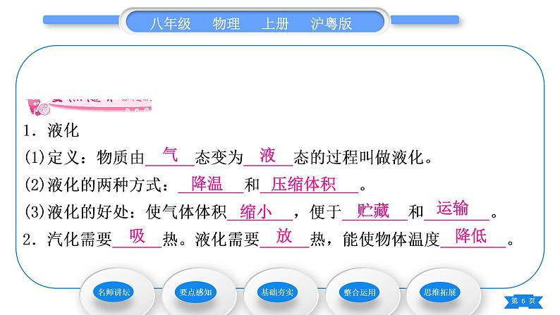 粤沪版八年级物理上第四章物质的形态及其变化4.2探究汽化和液化的特点第2课时液化习题课件06